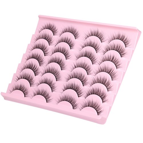 Wispy Lashes 12mm False Eyelashes Natural Look Short Fluffy Faux Mink Eyelashes Wispies Ripple Strip Lashes Pack, 14 Pairs