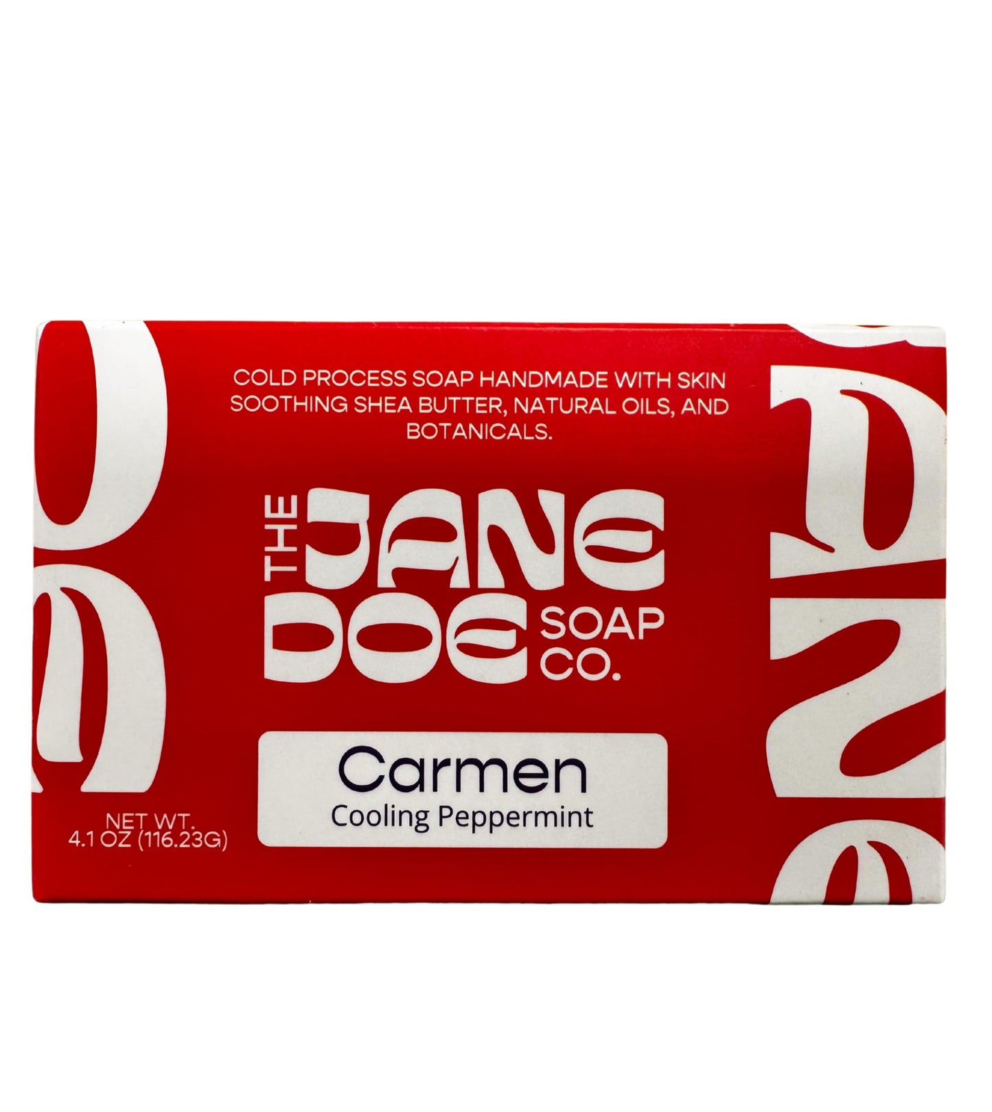 Natural Handmade Cold Process Bar Soap - Made with Olive oil, Coconut oil, Castor, Shea Butter, and Kaolin Clay-Plant Based, Vegan, Moisturizing, Hand/Body Soap! 1 Bar (Carmen Cooling Peppermint)