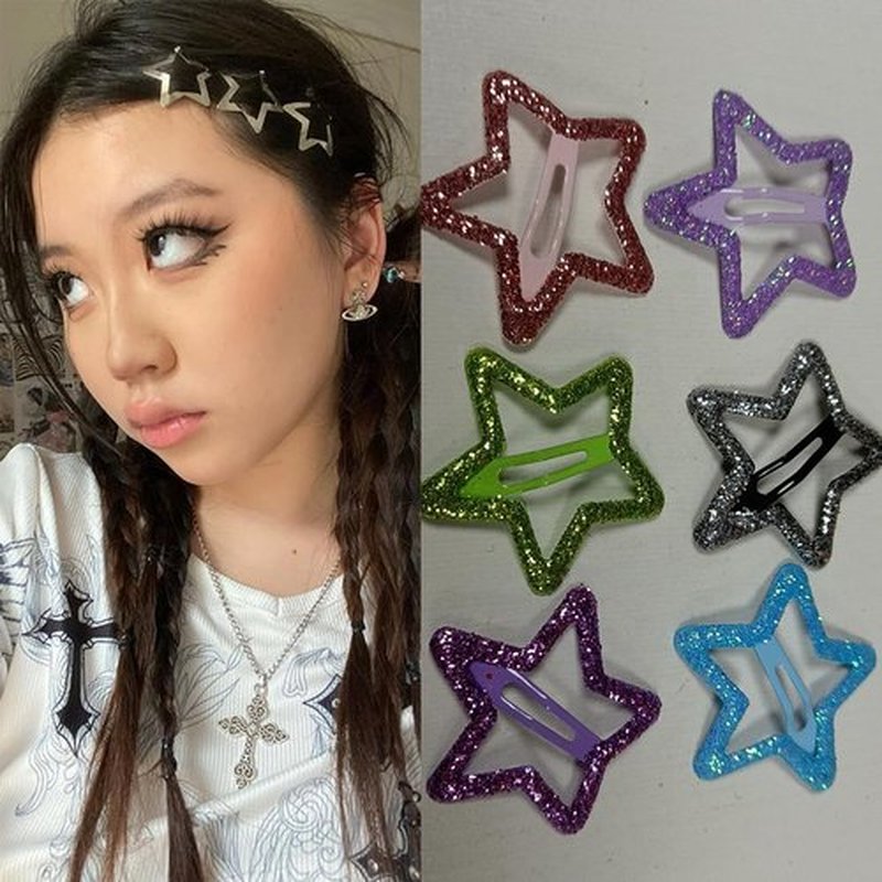 20 PCS Sparkling Star Hair Clips Snap Star Hair Accessories Non Slip Star Clips for Girls Women Metal Hair Clips Star Hair Barrettes Star Hair Clips for Women Star Hair Clip