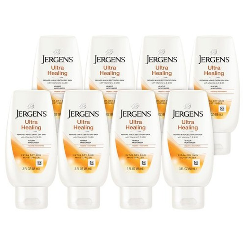 Jergens Ultra Healing Dry Skin Lotion, Hand and Body Moisturizer for Quick Absorption into Extra Dry Skin with Hydralucence Blend, Vitamins C, E and B5, White, 3 oz, Pack of 12