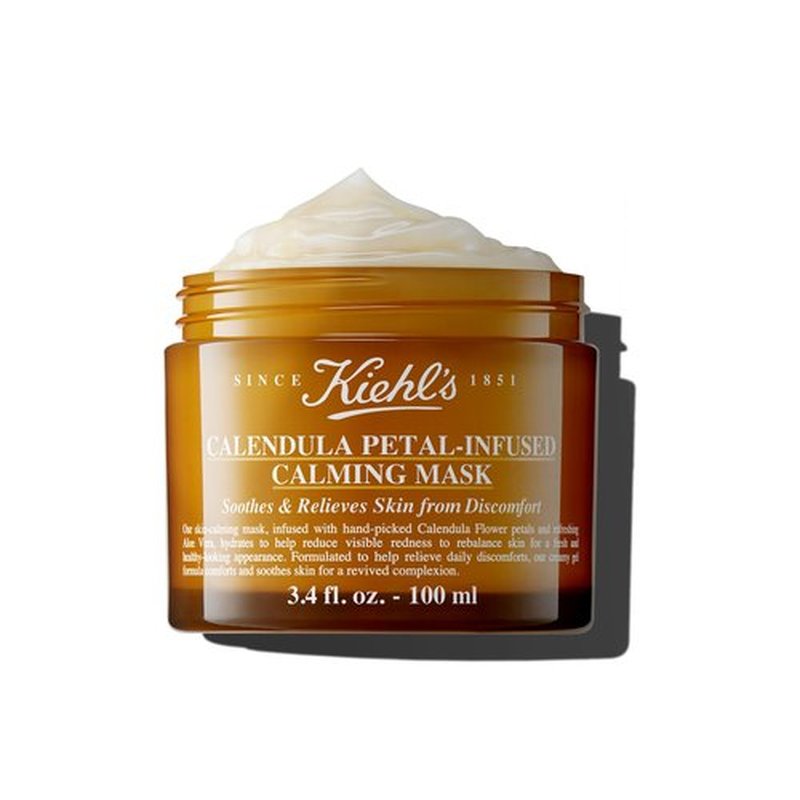 Kiehl's Calendula Petal Infused Calming Mask, Hydrating & Soothing Gel Face Mask for All Skin Types, Refreshes Dry Skin, with Calendula & Aloe Vera, Paraben-free, Fragrance-free - 3.4 fl oz
