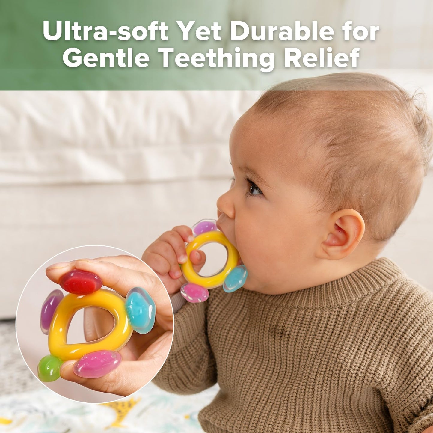 Haakaa Silicone Ferris Wheel Teether - Freezer Teething Toy for Babies 3-6 Months - Safe Soothing Cold Relief - BPA Free Silicone -1 Pack