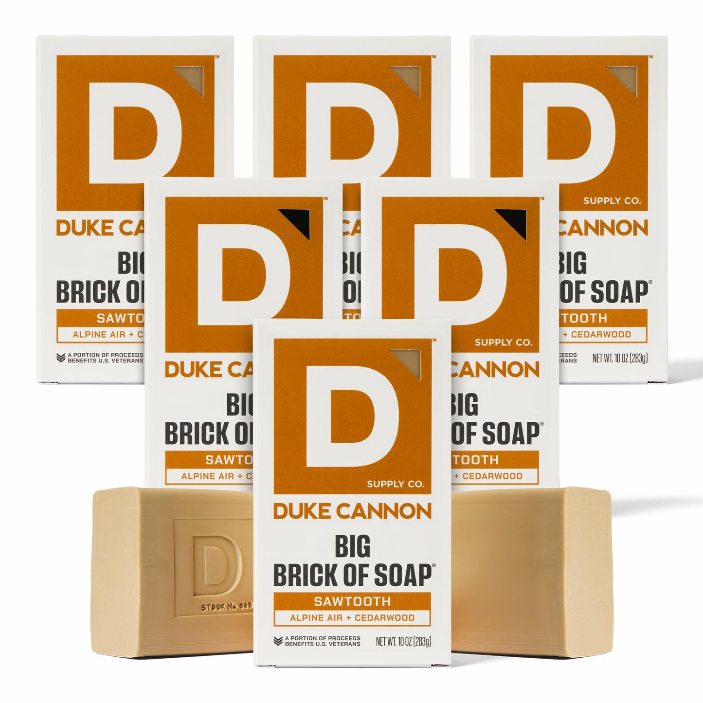 Duke Cannon Supply Co. Extra Large Bar Soap Bundle - Men's Natural Bar Soap with Masculine Scents - American-made soap - All Skin Types -Big Brick of Soap - 6 Pack - Sawtooth,10 oz (6 Pack)