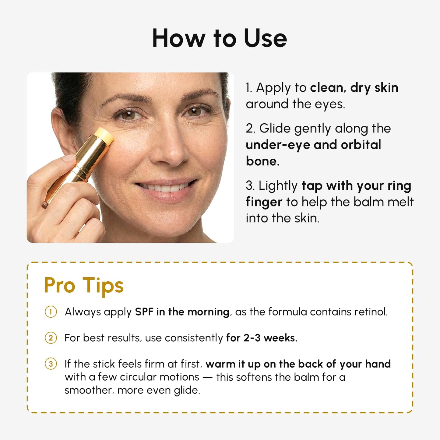 MAREE Under Eye Balm Stick with Retinol & Ceramide Complex – Facial Moisturizer for Dark Circles & Wrinkles – Under Eye Brightener Stick, Anti-Wrinkle Hydrating Face Skincare - 0.28 Ounce