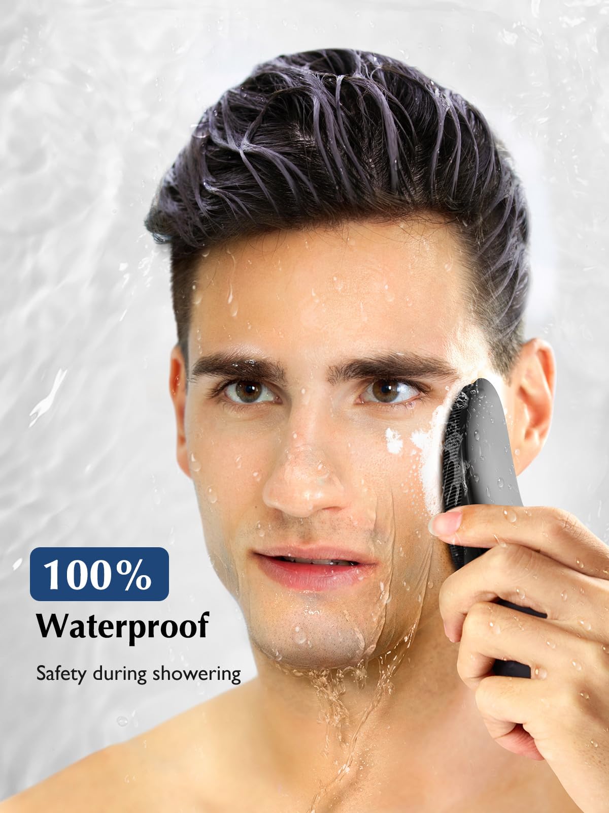 COSLUS JMY05 Silicone Face Scrubber Facial Cleansing Brush, Heat Eye Care