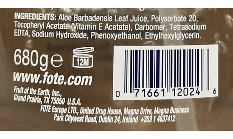 Fruit of the Earth Aloe Vera 100% Gel 24 oz (Pack of 3)