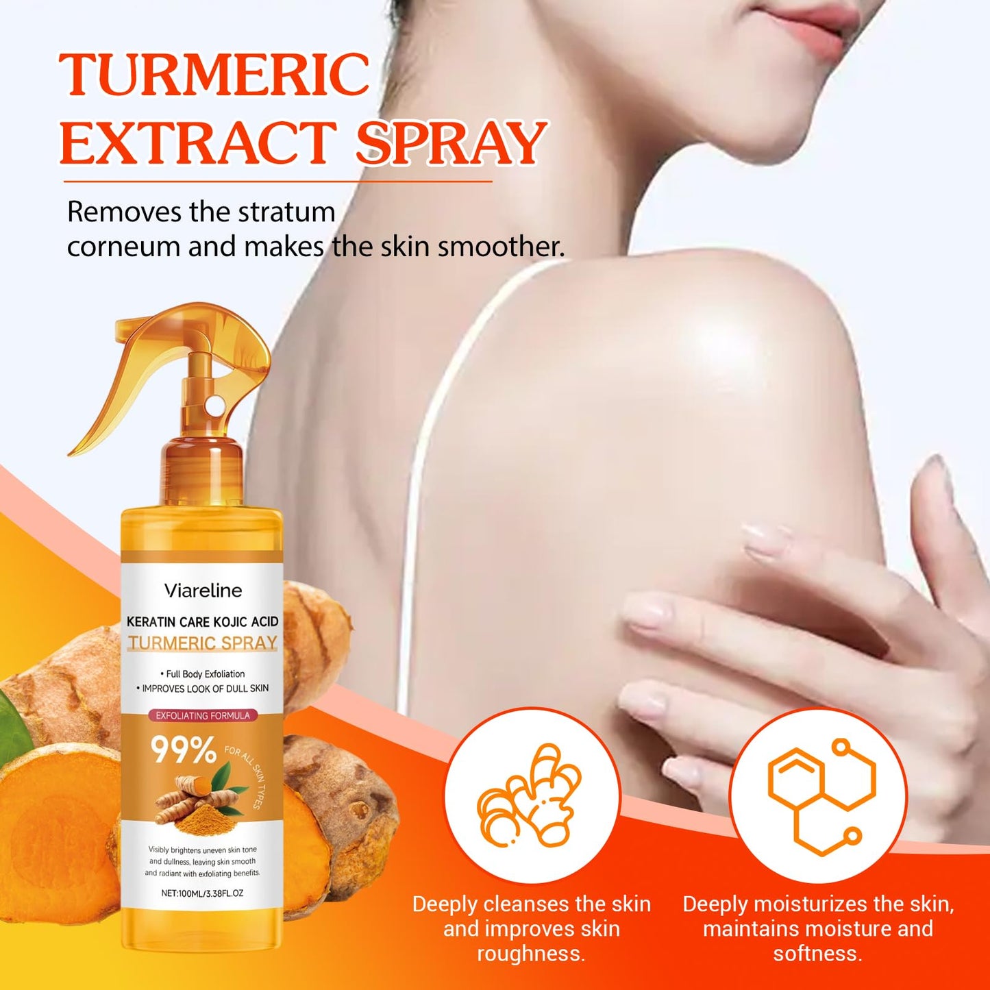 Peel Shot Keratin Care Kojic Acid Turmeric Spray 100ml - Exfoliating Body Spray with Retinol, Niacinamide for Face & Body for All Skin Types