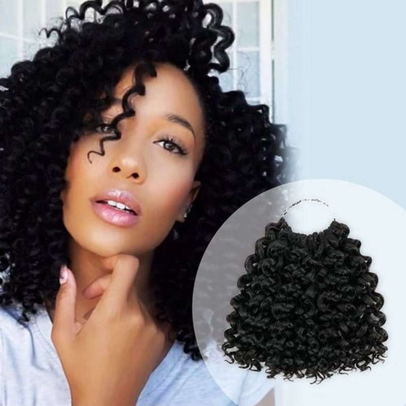 8 Bundle (4 Pack) 8 Inch AU-THEN-TIC 2X Spiral Wand Curl Crochet Braids Jamaican Bounce Curly for Black Women Syntheric Hair Extensions FreeKalon Fiber (4-Pack, 1B-Off Black)