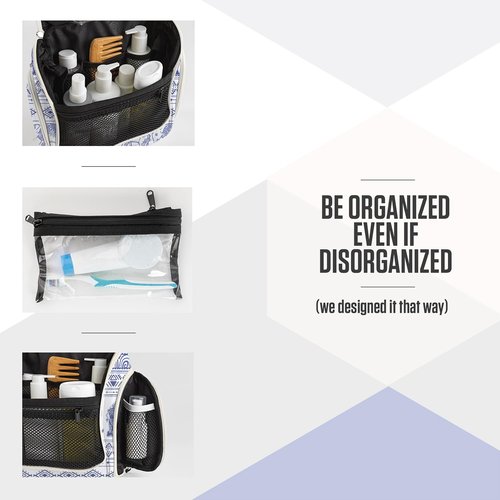 VENTURE 4TH Hanging Travel Toiletry Bag for Women & Men - Travel Organizer with Expandable Compartments & Removable Clear Pouch for Toiletries (Blue Elephant)