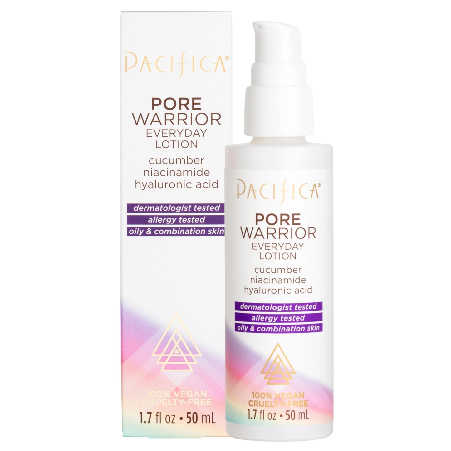 Pacifica Pore Warrior Everyday Face Lotion Acne Fighting - Niacinamide, Cucumber and Hyaluronic Acid1.7 oz