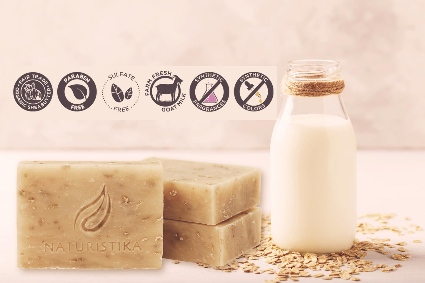 Lavender Oatmeal with Goat Milk Soap Bar (3 Pack), All Natural Handcrafted with Organic Oils. Face and Body Soap for Men, Women and Teens. SLS Free, NO Parabens, Handmade in USA.