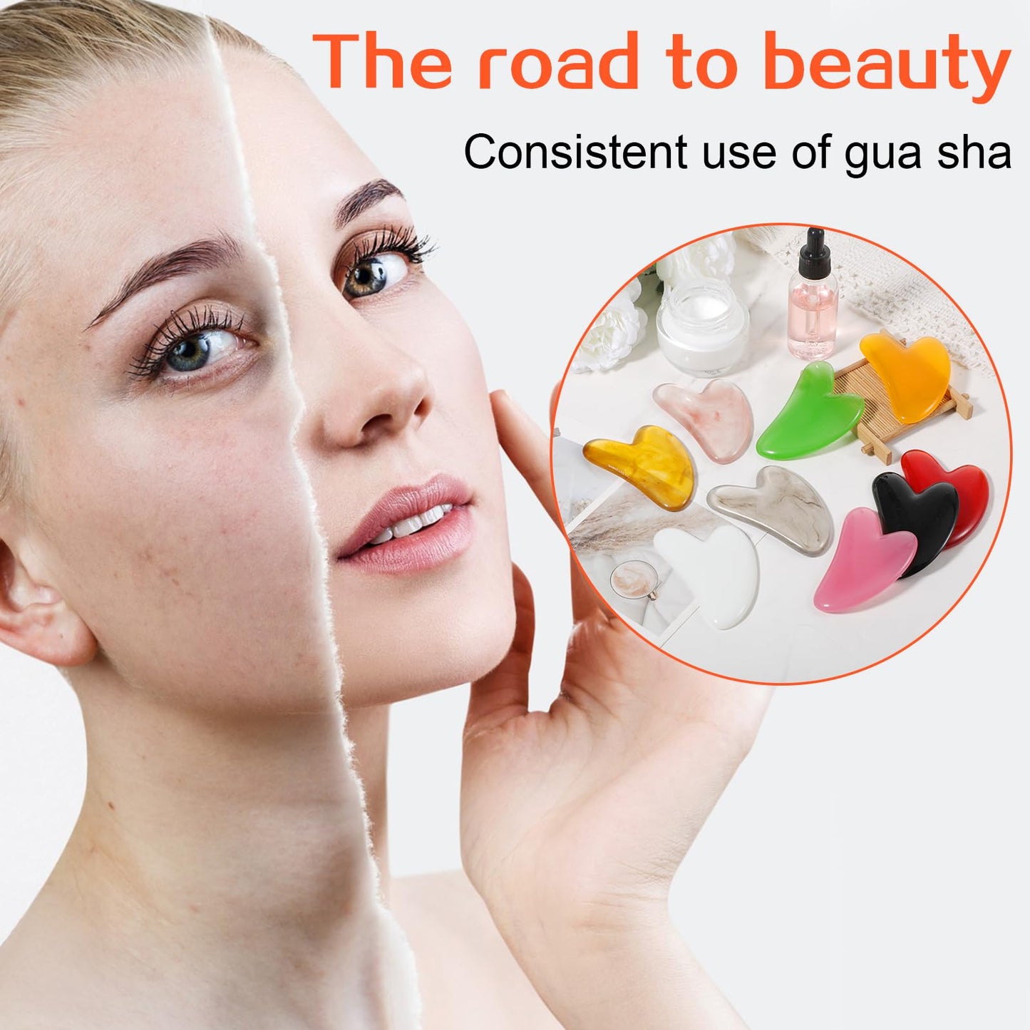 36 Pcs Gua Sha Facial Tool Set, Gua Sha Massage Tool Bulk with 9 Colors Heart Shaped Guasha Board for Face Body Skin Care, Relieve Muscle Tension & Reduce Puffiness