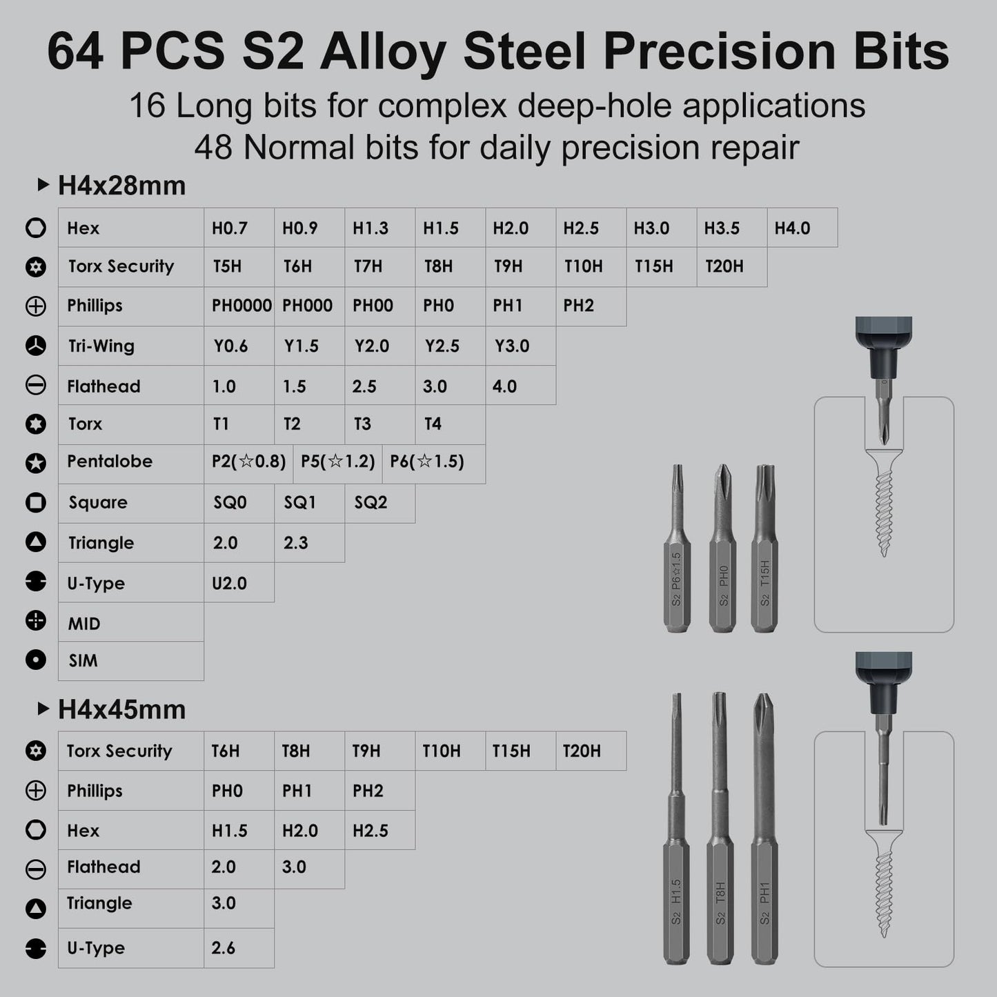 STREBITO Mini Electric Screwdriver Set, 70 in 1 Small Electric Screwdriver - 64 S2 Preicison Bits, 5 Torque Settings, 4 LED Lights, Mini Power Screwdriver Repair Tool Kit for PC Electronic (Standard)