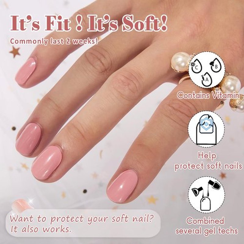 GelMala Gel Nail Strips Rosy Pink Solid Color Gel Nail Stickers Salon-Quality, Long Lasting, Easy to Apply & Remove -Gel Nail Strips for Nails Manicure Nail Wraps，Easy for begginners (Rosy Blush)