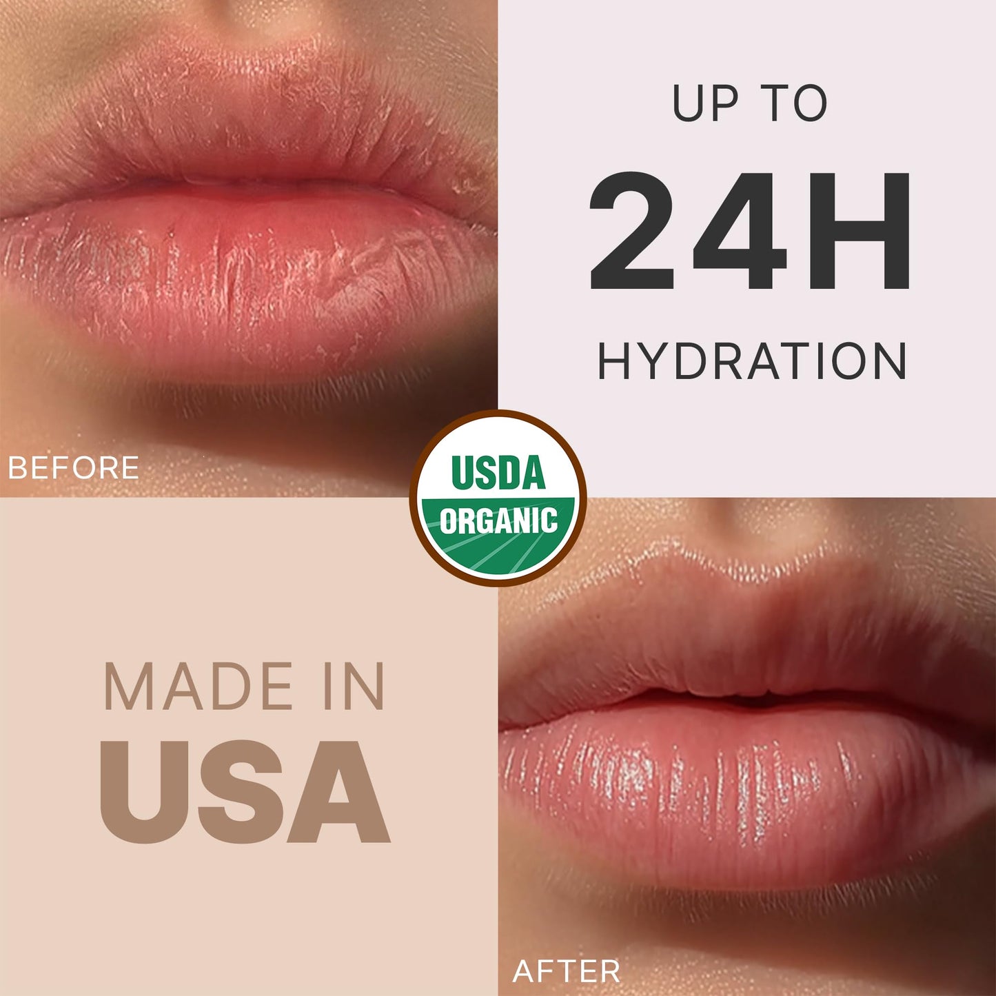 USDA Organic Lip Balm - USA Made with Natural Ingredients, 4 Pack Unflavored Chapstick for Dry Lips, Lip Balm Hydrating Beauty Birthday Gifts, Lip Moisturizer, Mens Gift Ideas