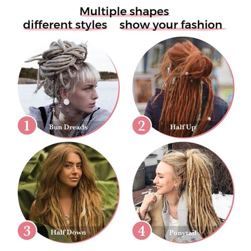 Vecago 24 Inch Dreadlock Hair Extensions, 40 Strands SE Thin 0.6cm Width Dreadlock Extensions, Synthetic Handmade Soft Hippie Style Dreadlocks for Woman,BD Green