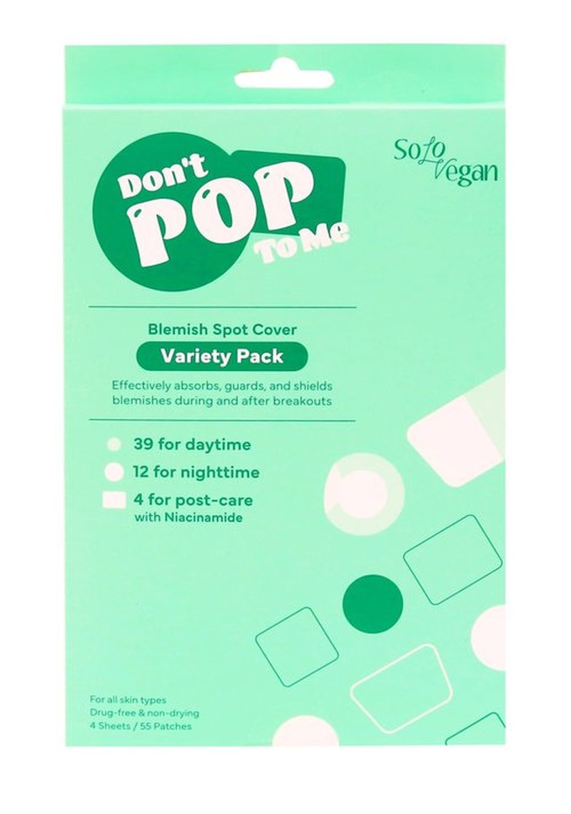 SoloVegan Mild Exfoliating Toner Pads, Serum, Blemish Patch, Cleansing Gel - Korean Skincare (1, 2PK Blemish Patch)