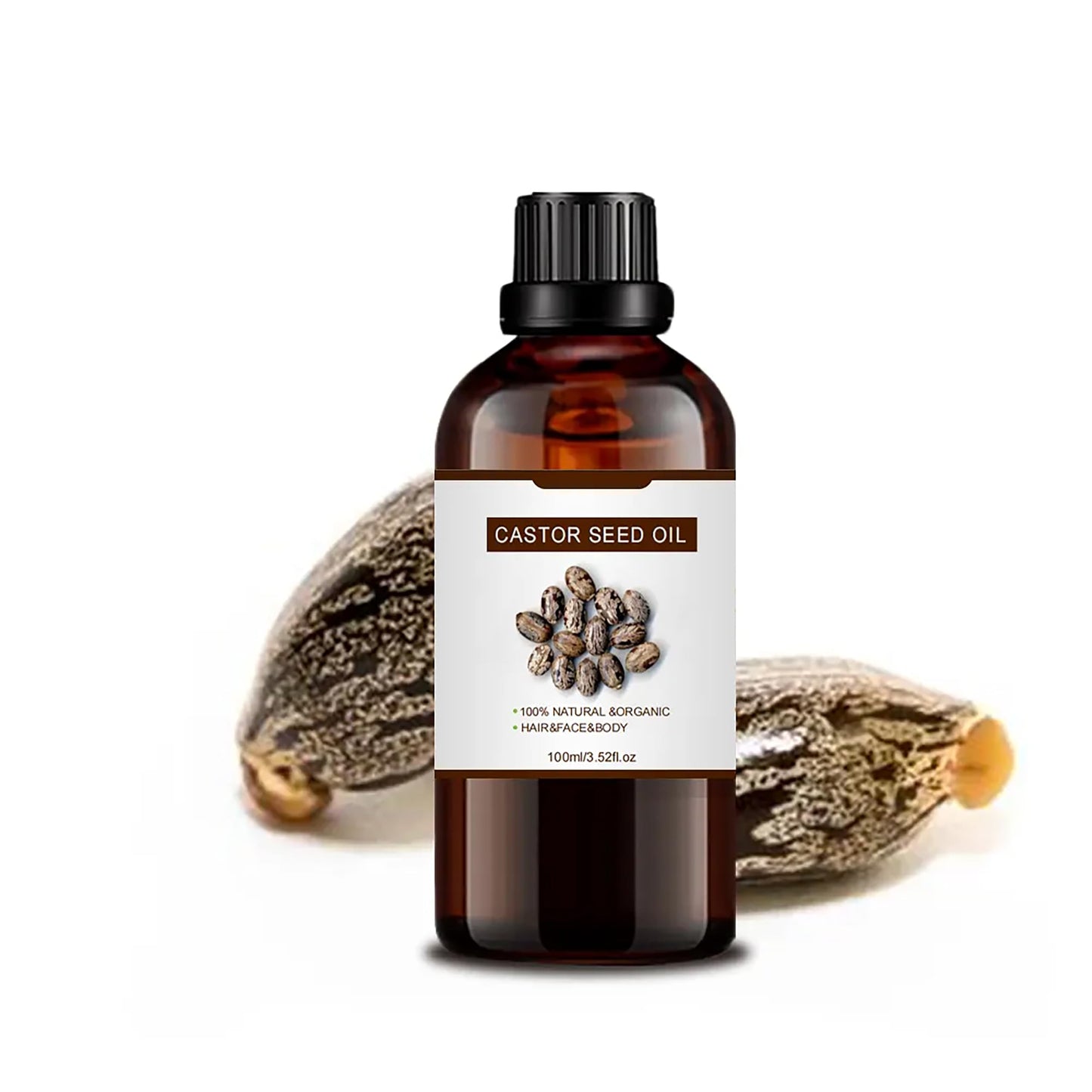 100% Pure Castor Essential Oil for Hair Growth,Non-GMO High Oleic Natural Organic Castor Seed for Skin,Dry Damaged Body & Face Moisturizing