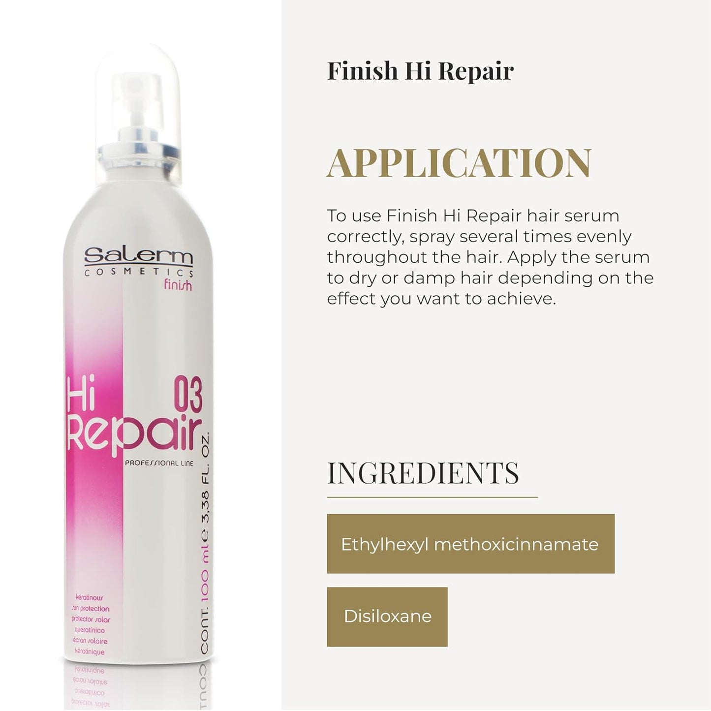 SALERM - Texturizing Hair Serum - Finish Hi Repair - 100 ml - For Damaged Hair - Rejuvenates and Repairs Hair - Softer and Shinier Hair - Immediate EffecT
