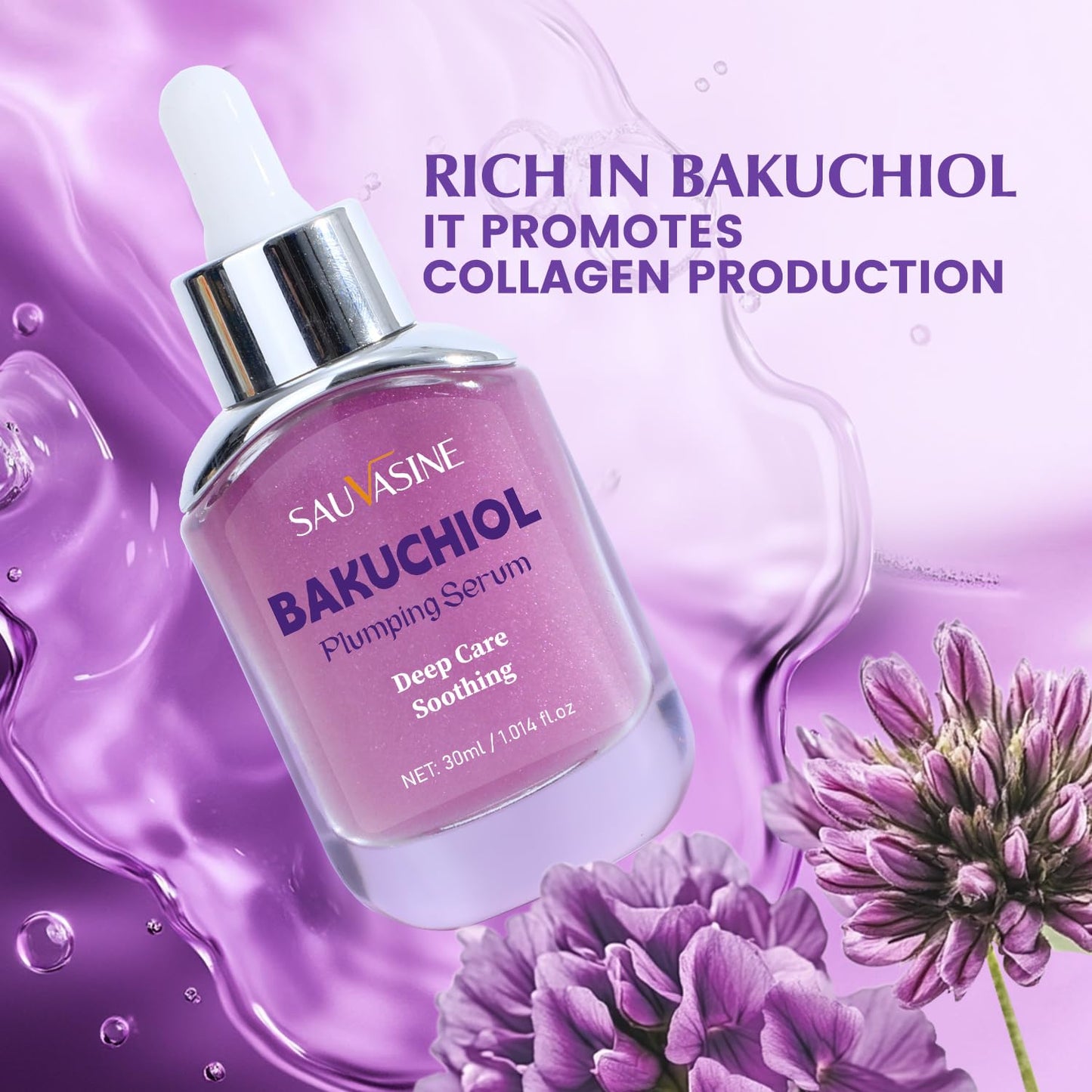 Bakuchiol Plumping Serum for Face, Hydrating Lightweight Essence with Niacinamide, Ceramides & Multi-Peptides, Boosts Skin Barrier, Leaves Smooth & Dewy-Looking Complexion, 1 fl oz
