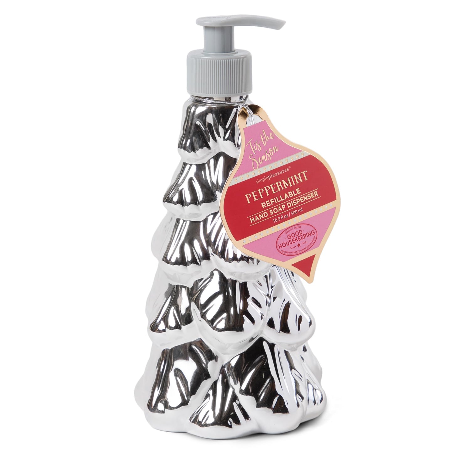 Simple Pleasures Holiday Soap Dispensers – Set of 4 with Scented Liquid Soap - Decorative Refillable Hand Christmas Soap Dispensers for Kitchen and Bathroom 250ML - Traditional Design
