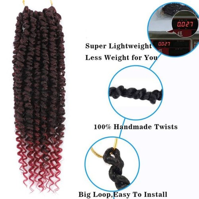 Passion Twist Crochet Hair,10 Inch 9 Packs Ombre Red Pretwisted Passion Twist Hair, Soft Pre Looped Crochet Hair For Women，Short Curly Crochet Twists Braids(10",Tburgundy#)