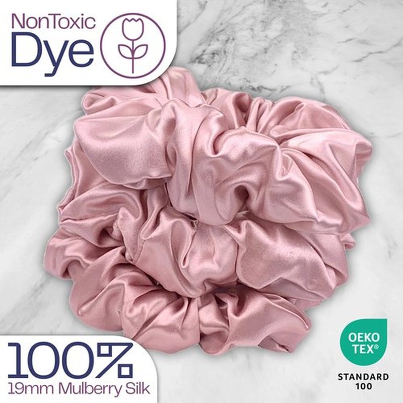 Celestial Silk Mulberry Silk Scrunchies for Hair (Soft Pink)
