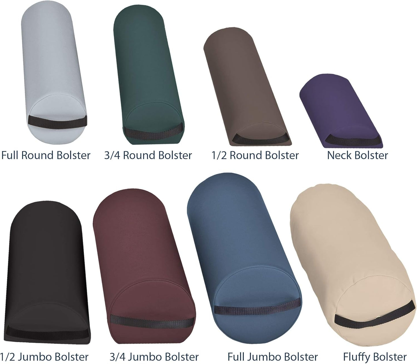 EarthLite Bolster Pillow Neck – Durable Massage Bolster, 100% PU Upholstery incl. Strap Handle/Professional Quality for Massage Tables/Back Pain Relief, Black 3Lx6Wx13H
