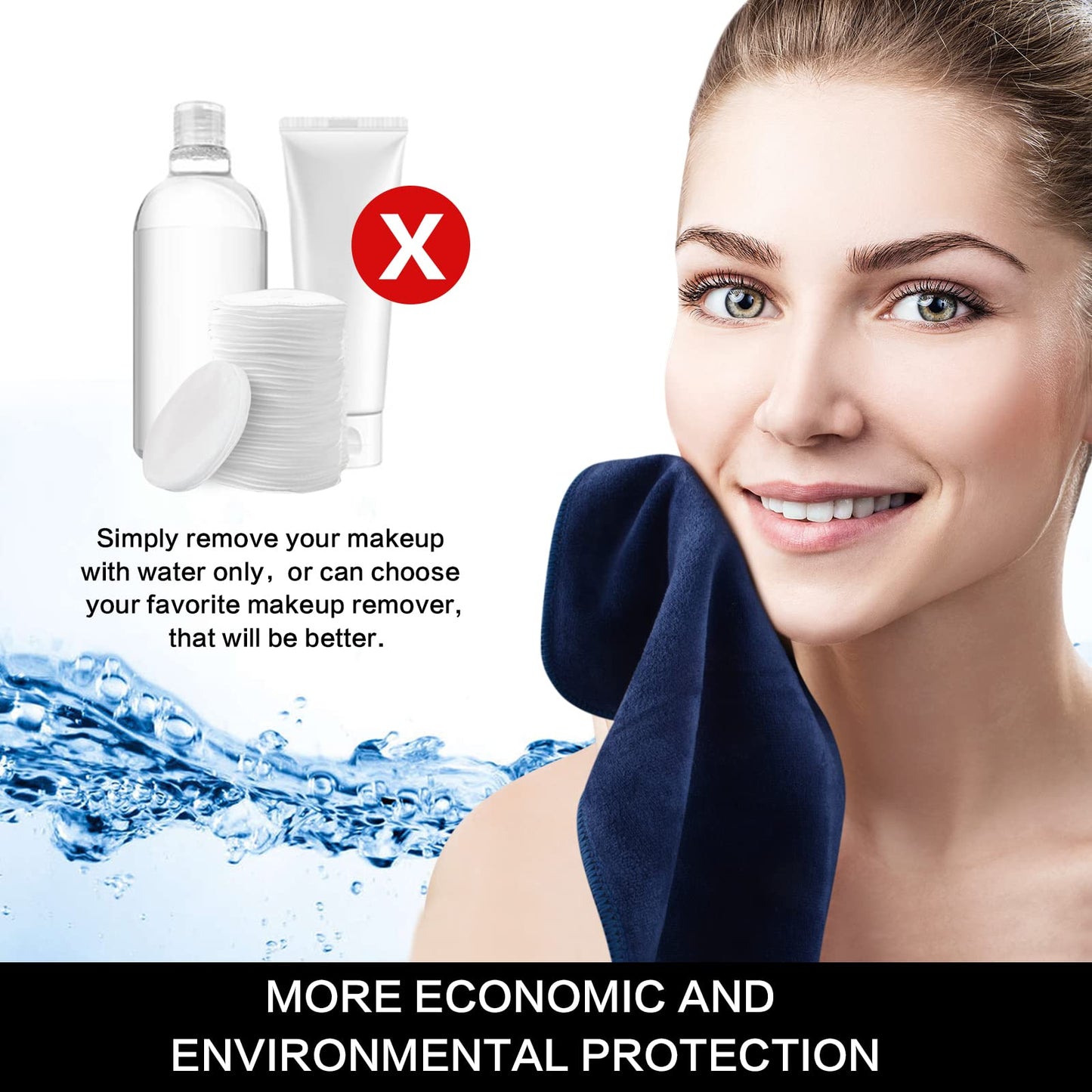 SINLAND Microfiber Facial Cloths Fast Drying Washcloth 12inch x 12inch (Pack of 2, Navy Blue)
