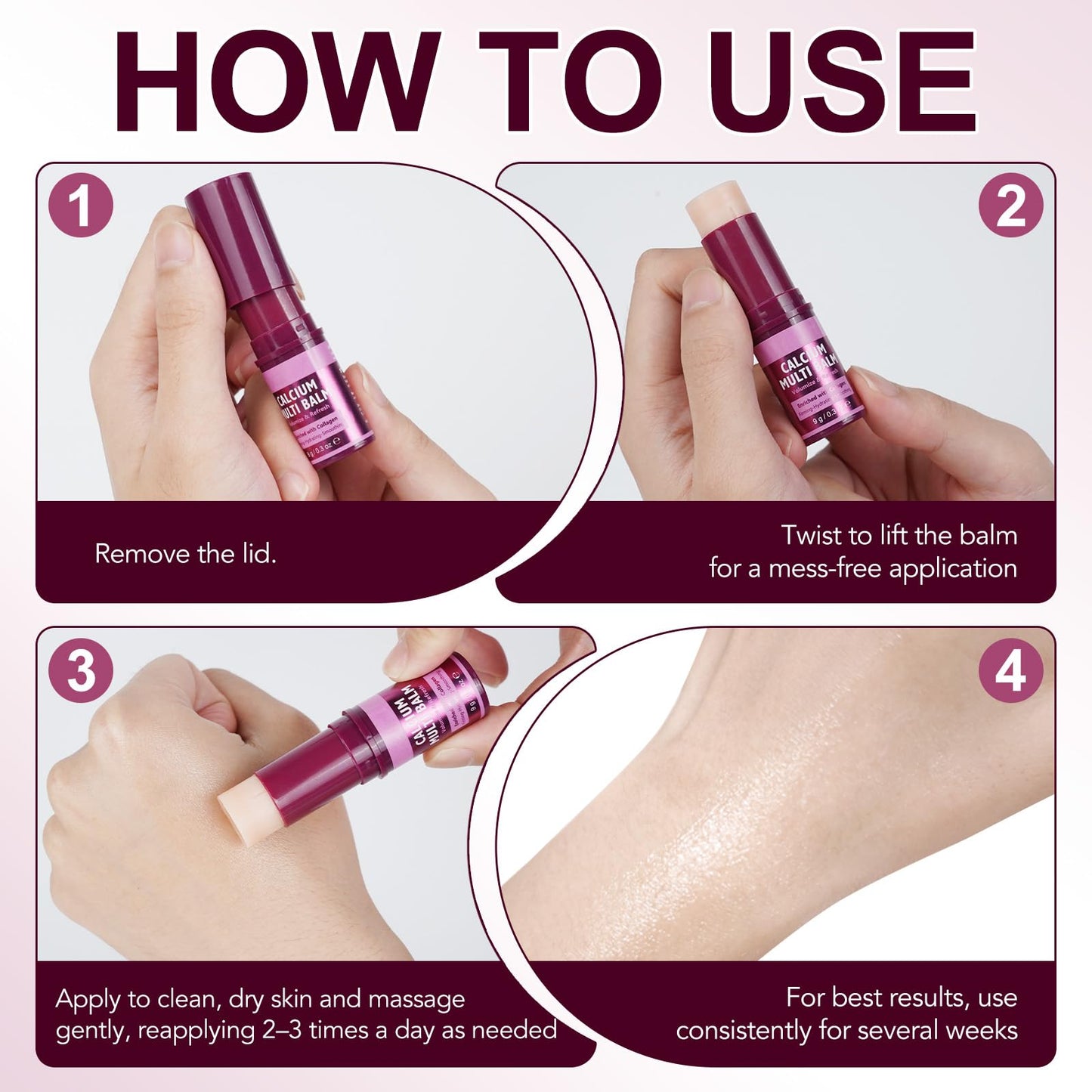 2PCS Calcium Multi Balm, All-in-One Calcium Volume Multi Balm, Collagen Moisturing Stick, Anti-aging, Hydrating, Firming Skin, Suitable for Eyes, Neck & Face