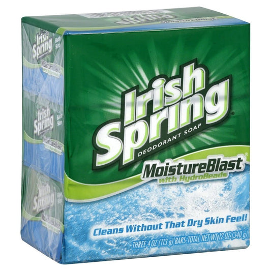 Irish Spring Deodorant Soap - Moisture Blast Formula | 3 Bars x 4 Oz Each