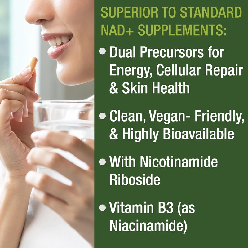 Nicotinamide Riboside Supplement - Boost NAD+ Levels | Non-GMO, Vegan, 3rd Party Tested Capsules for Men & Women
