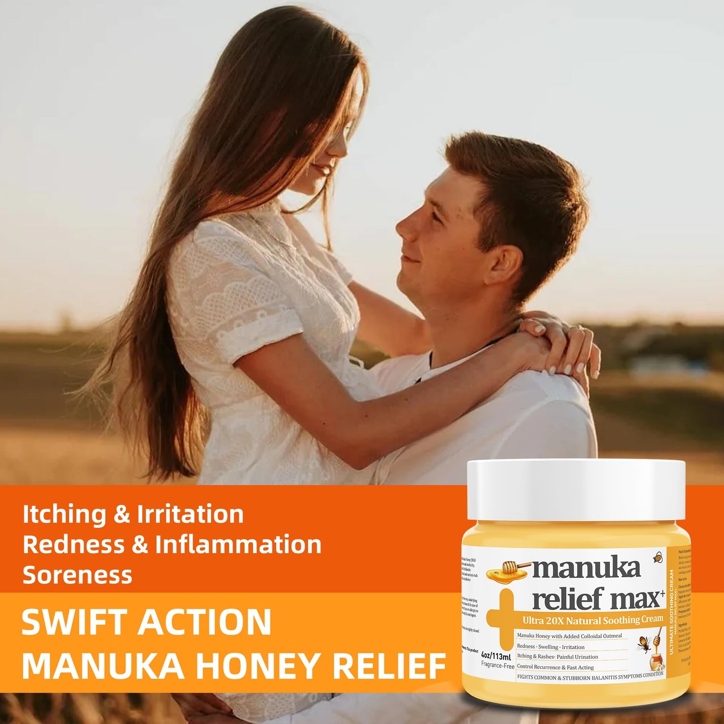 1 Pack Balanitis Relief Cream - Manuka Honey Tea Tree Oil Balm, 100% Organic Natural, Gentle, Soothing Ointment, Relief from Irritation, Itch, Redness, Balanitis, Maximum Strength Treat, Fast Acting