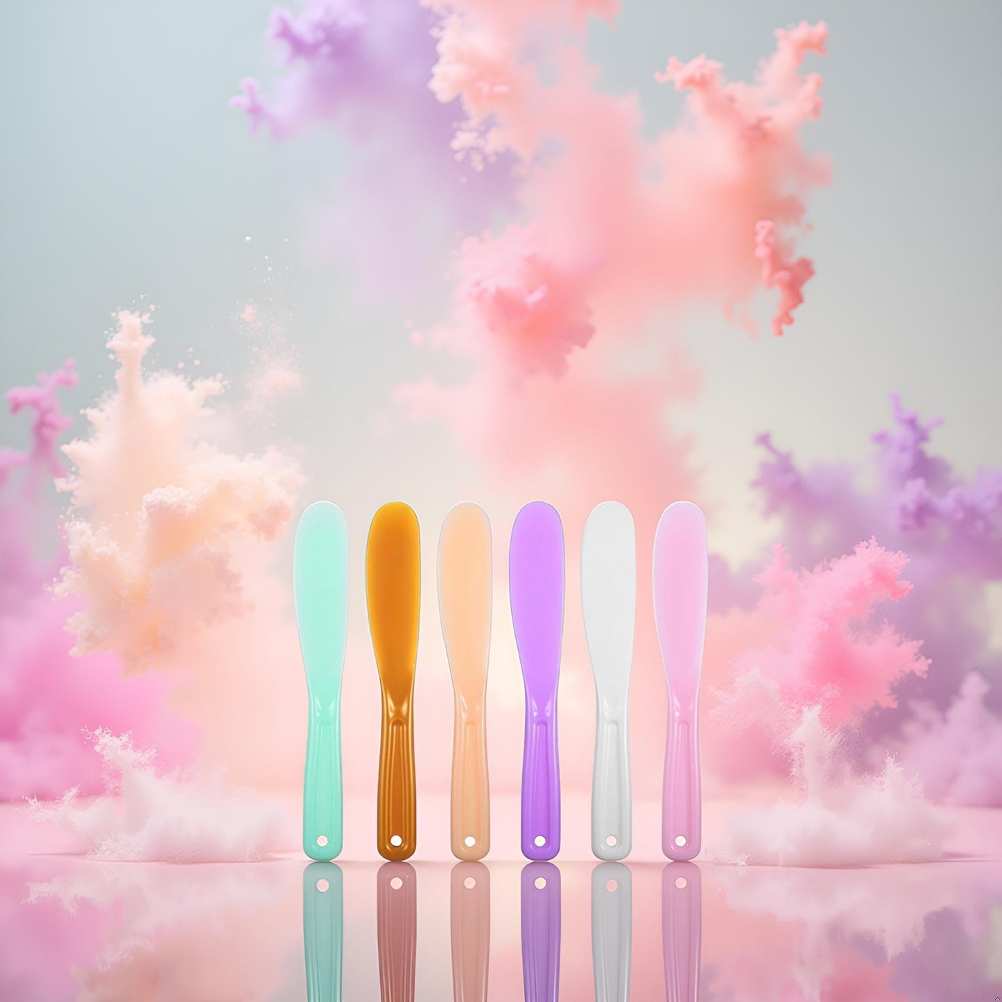 6Pcs Large Plastic Cosmetic Spatula Candy Color Reusable Cosmetic Mask Mixing Spoon Scoops Spatulas Stick Applicator Beauty Spa Makeup Tools for Facial Skin Care DIY Mask Mixing Sampling Tool