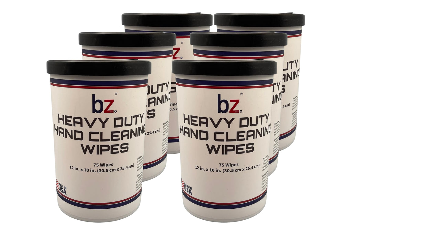 Heavy Duty Hand Cleaning Wipe, 10" x 12" Industrial Cleaning Wipes — 75 Count Hand & Tool Wipes — Dual-Textured Multi-Surface Cleaning Wipes- 6 Canisters