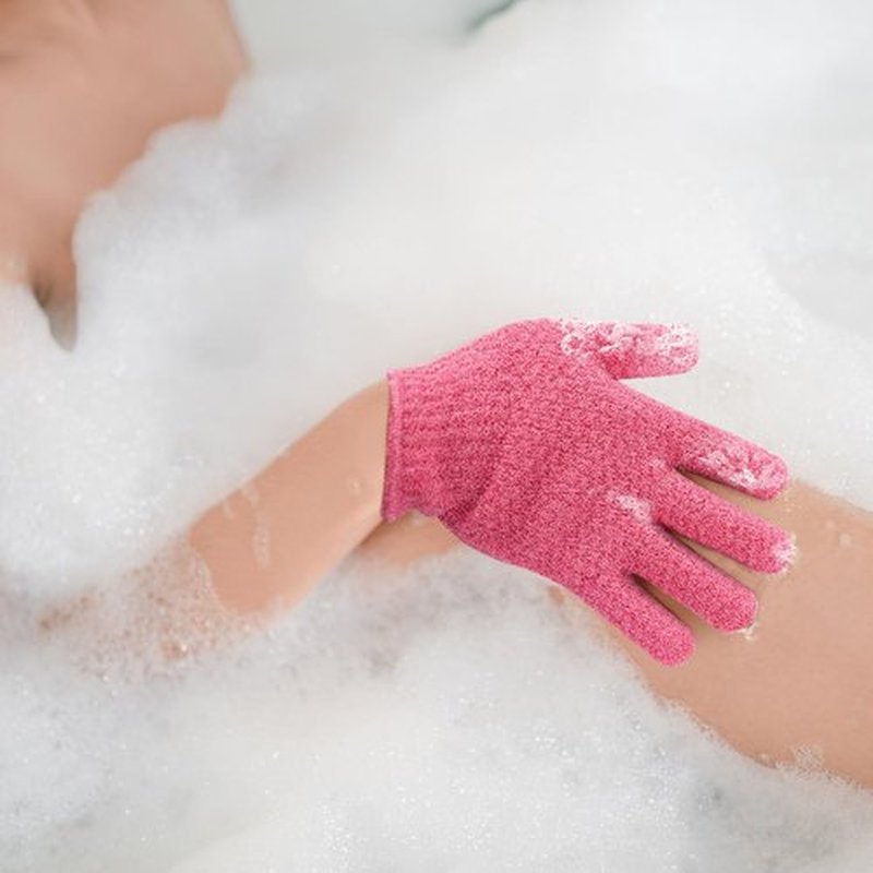 Evridwear Exfoliating Gloves for Shower, 100% Nylon Thick Soft Medium Heavy Bathing Gloves Dead Skin Remover Body Scrubber Smooth Skin with Hang Loop, 2 Pairs Heavy Hot Pink