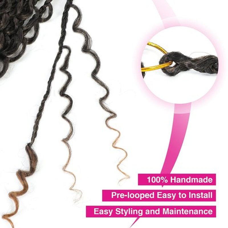 12inch Goddess Box Braids Crochet Hair Box Braids Crochet Hair For Black Women Pre Looped Crochet Hair with Curly Ends Bohemian Crochet Box Braids Crochet Hair (12inch(Pack of 8), T30)