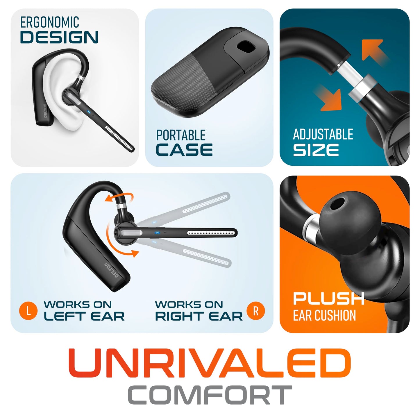 Ultralight Bluetooth Headset with Noise Cancelling Microphone, Bluetooth Earpiece with Charging Case, Auto Pair USB Dongle for PC/Laptop, Compatible with MS Teams, Zoom, Google Meet, and More - Black