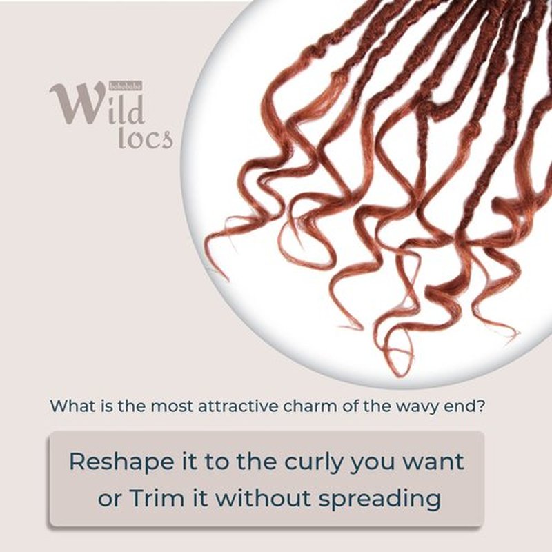 Niseyo Wild Locs 14 Inch Distressed New Faux Locs with Curly Ends 8 Packs Long Soft Pre-looped Goddess Locs Crochet Hair (350#, Ginger Red)