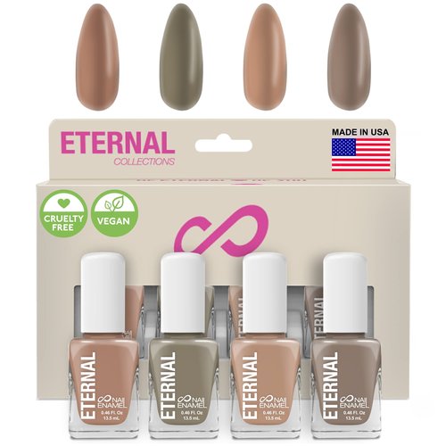 Eternal Nude Nail Polish Set for Women (NUDE GRAY) - Brown Nail Polish Set for Girls | Long Lasting & Fast Drying Nail Polish Kit for Home DIY Manicure & Pedicure | Made in USA, 13.5mL (Set of 4)