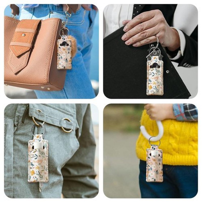 OLYCRAFT 2pcs Lipstick Holder Keychain Flower Pattern Lip Balm Holders Elastic Diving Fabric Lipstick Keychains Portable Lipstick Holder Bags Lipstick Sleeve Key Ring Holder for Lipstick Chapstick