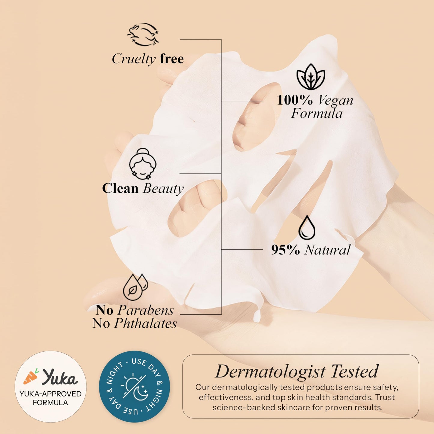 Radiant Aura Vitamin E & Vitamin C Sheet Mask – Dermatologist Tested, Anti Aging, Korean Skin Care – Deep Hydration, Softens Fine Lines, Fades The Look Of Dark Spots – Vegan, Clean Beauty – 5 Count