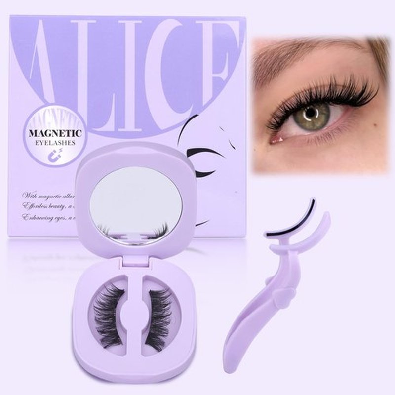 ALICE Reusable Magnetic Eyelashes without Eyeliner Fluffy Magnetic Lashes Kit with Magnetic Lash Applicator Wispy Fluffy Magnetic Eyelashes Kit No Glue Needed
