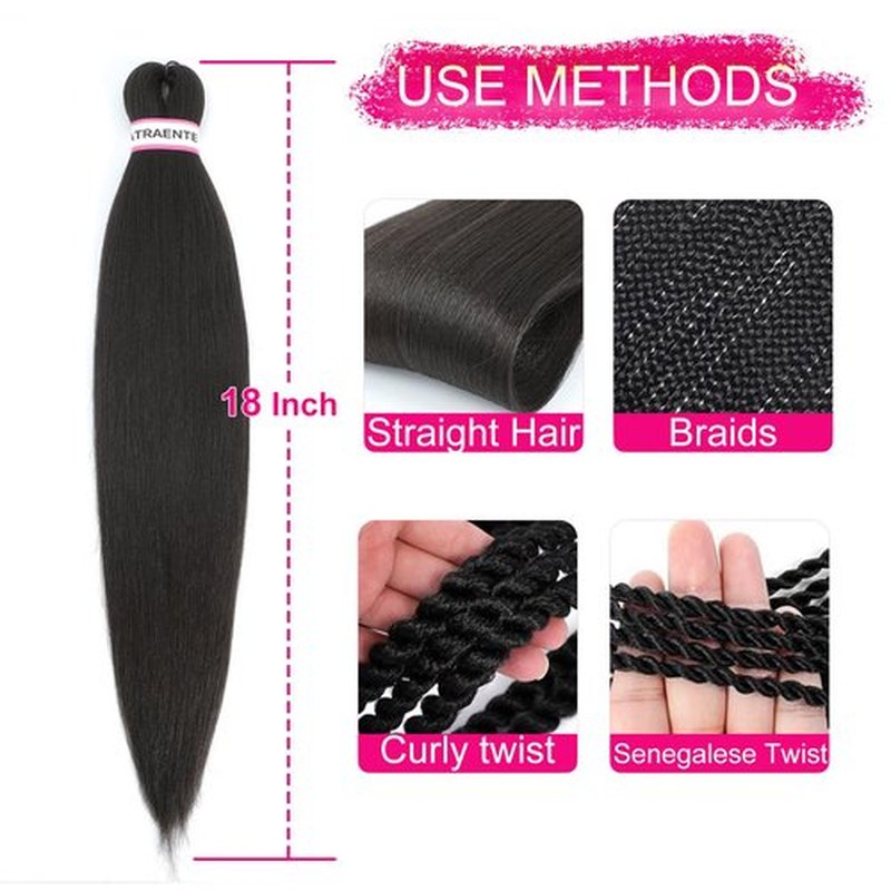 ATRAENTE Pre Stretched Braiding Hair 18 Inch 8 Packs Long Braiding Hair Prestretched For Box Braids Soft Yaki Texture Lightweight Natural For Daily Use And Holidays