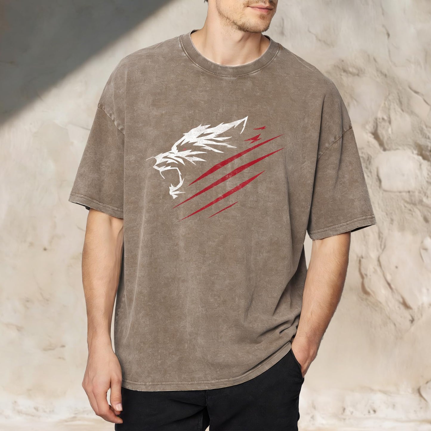 domirica Comfortable Shirts for Men Solid Brown 100% Cotton Acid Washed Mens Graphic Tee Baggy Oversized 2026 Summer Gym Beach Men Clothes,2XL