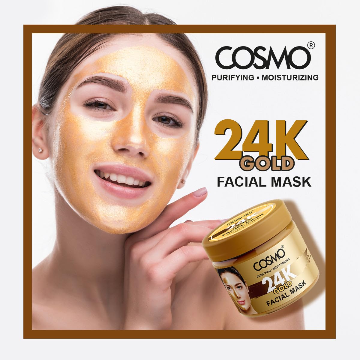 Cosmo Skin Care 24k Gold Facial Face Mask 200g/7oz, Reduce Fine Lines, Wrinkles & Blemishes, Hydrating Mask, Pore Clearing, Boost Collagen, Skin Treatment, All Skin Types, For Men & Women, Face Wash
