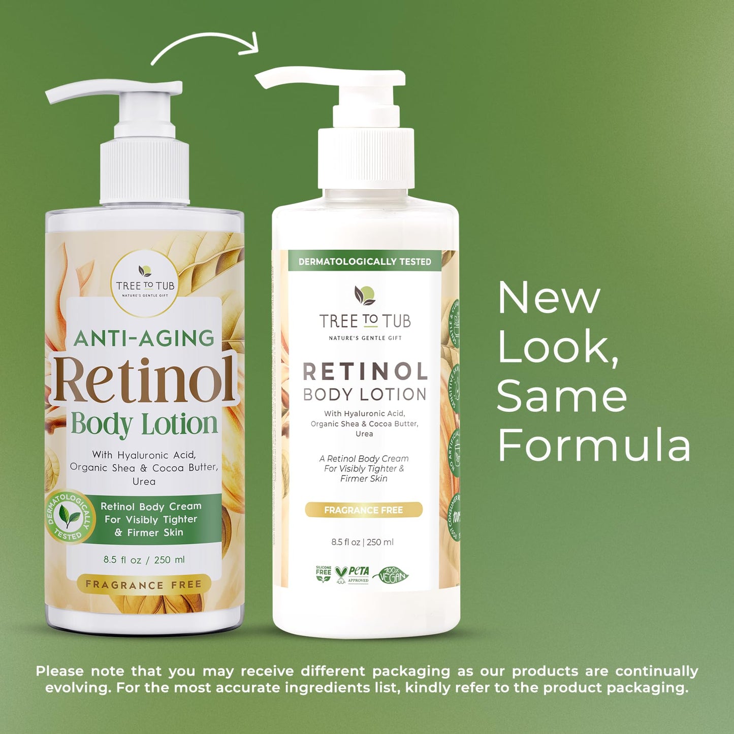 Tree To Tub Retinol Body Lotion - Hydrating Body Cream, Advanced Firming Cream w/Hyaluronic Acid & Shea Butter, Fragrance-Free Body Lotion for Crepey Skin for Older Women & Men