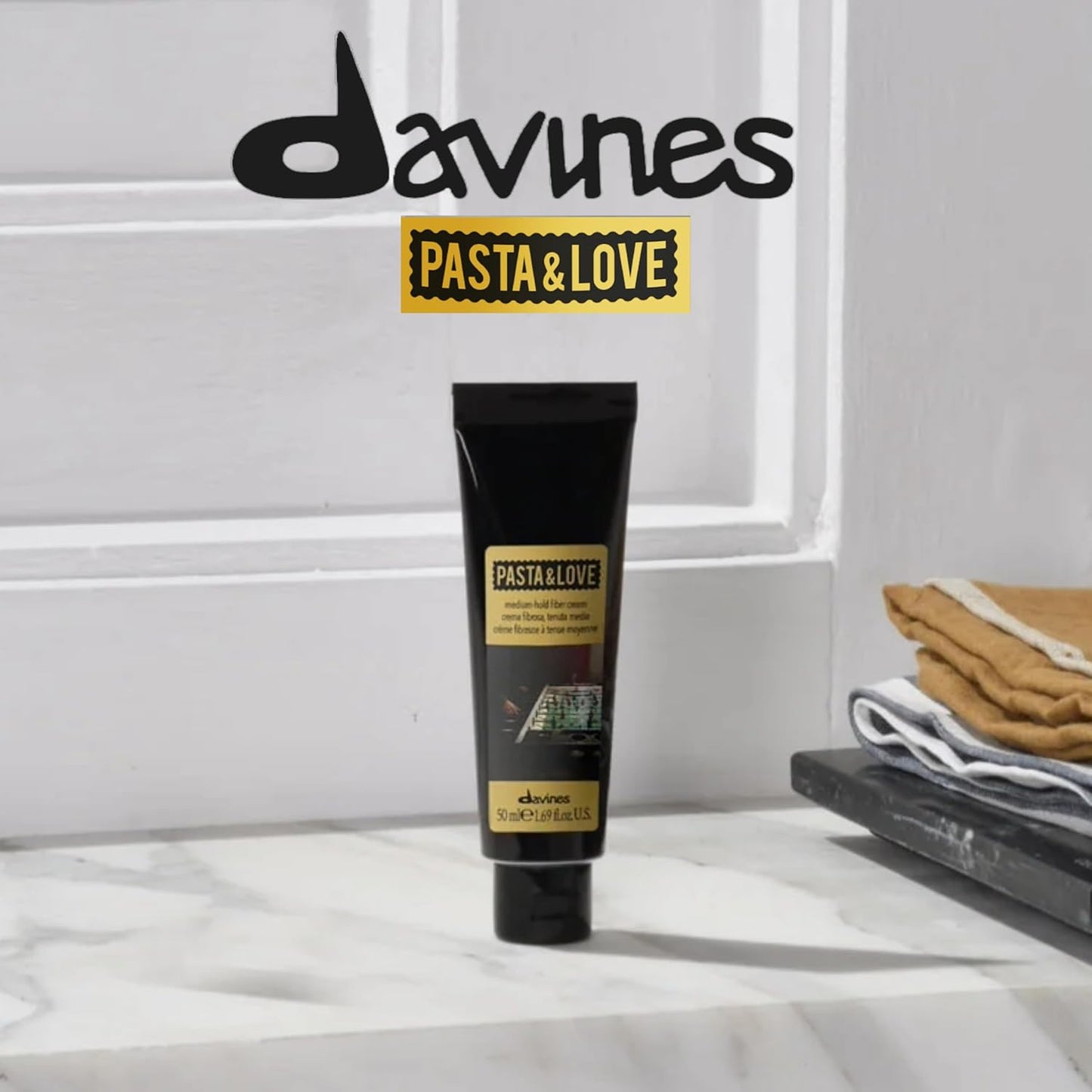 Davines Pasta & Love Men's Medium Hold Hair-Styling Fiber Cream, For Workable And Texturized Styling, 1.69 Fl. Oz.