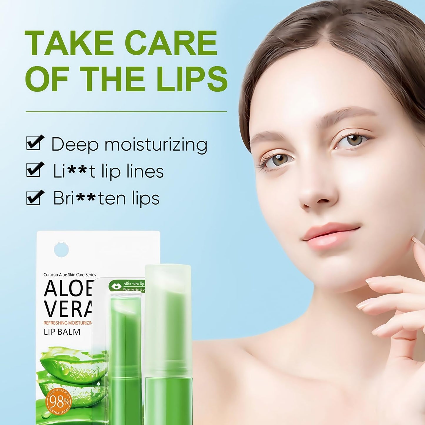 Sadoer Aloe Vera Lip Balm Chapstick, Ultra Hydrating Plant-Based Formula for Soft Lips, 98% Natural Moisturizer, Long-Lasting Nourishment for Dry & Sensitive Lips（1PCS）