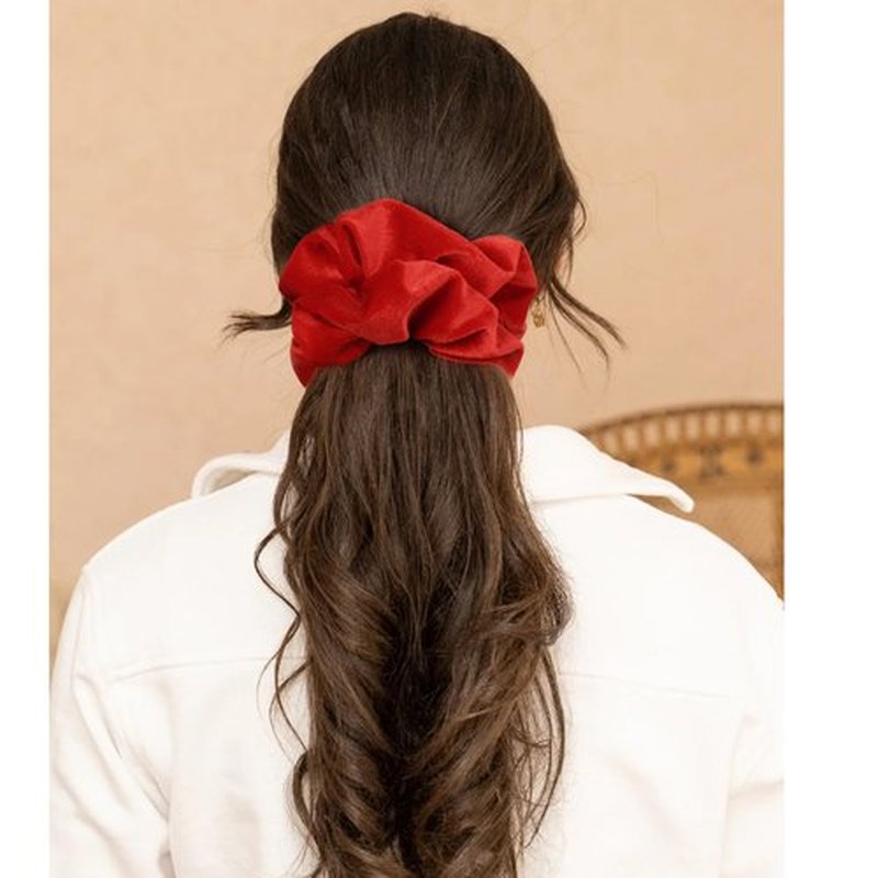 CEELGON Red Big Velvet Scrunchie 6.5 Inches Jumbo Scrunchies Hair Ties Oversized Ponytail Holder for Thick Curly Hair Extra Large Hair Accessories for Women (Red)